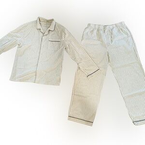Rylee + Cru Cream and Gray Striped Cotton Pajama Set